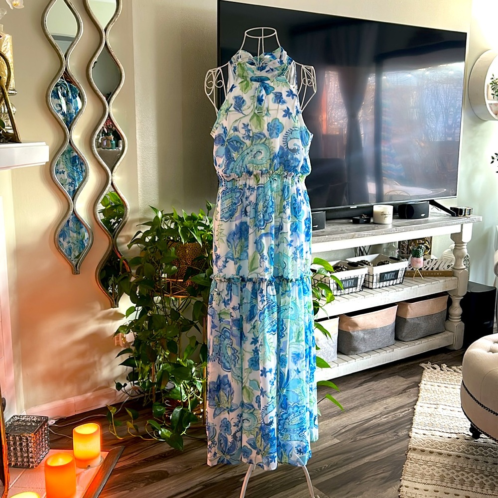 Nicole Miller Blue and Green Dress